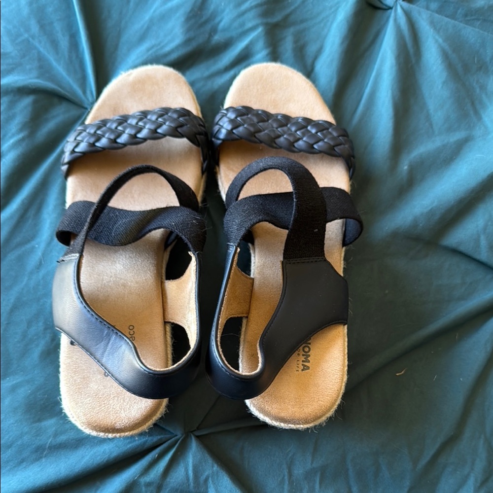 Williams Sonoma Black Braided Sandals